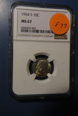 1954-S ROOSEVELT DIME NGC MS-67
