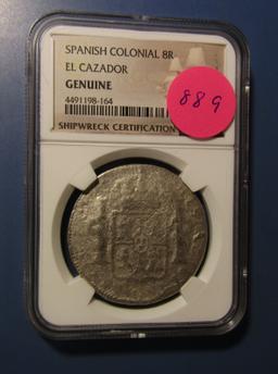 SPANISH COLONIAL 8 REALES EL CAZADOR NGC GENUINE