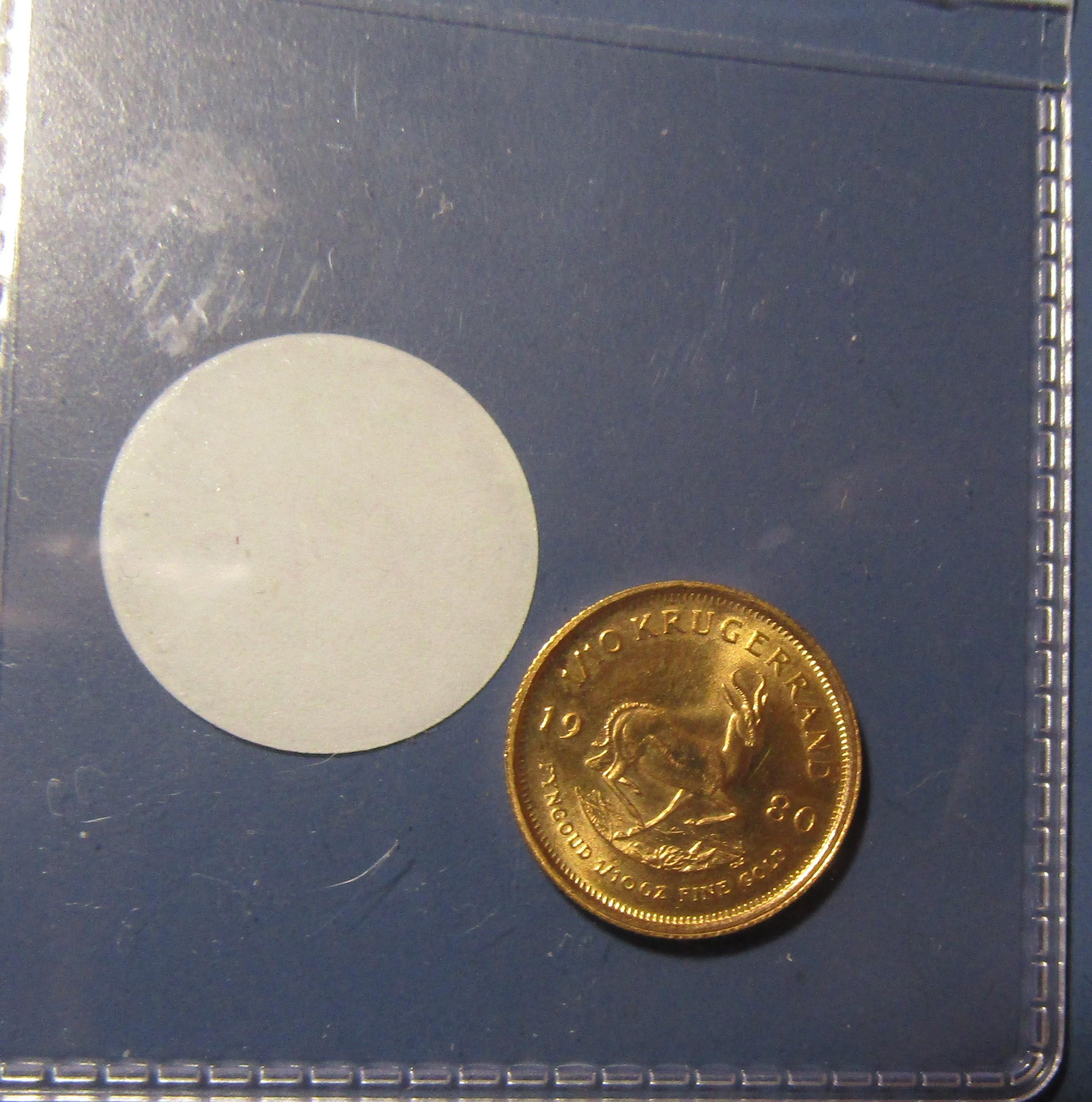 1980 ONE TENTH OZ. KRUGERRAND GOLD GEM BU