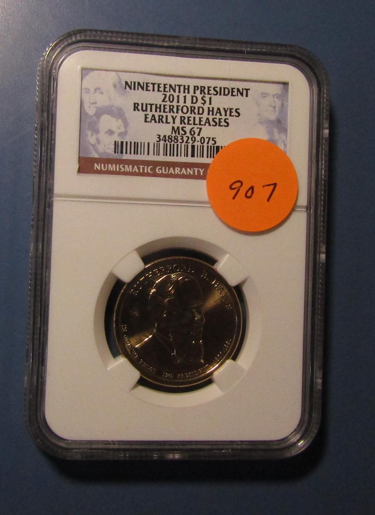 2011-D RUTHERFORD B HAYES GOLD DOLLAR NGC MS-67