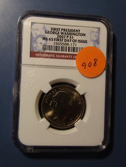 2007-P GEORGE WASHINGTON GOLD DOLLAR NGC MS-65