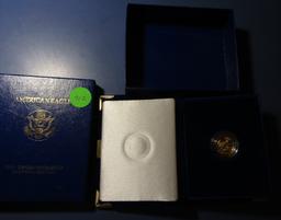 1991-P ONE TENTH OZ. $5.00 GOLD IN BOX PROOF