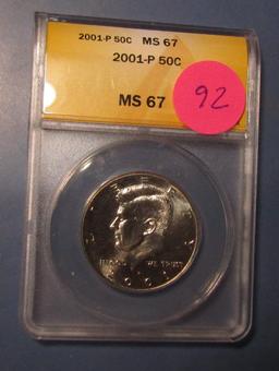 2001-P KENNEDY HALF DOLLAR ANACS MS-67