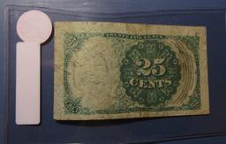 1874 TWENTY FIVE CENT FRACTIONAL NOTE VF/XF