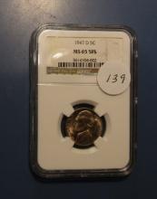 1947-D JEFFERSON NICKEL NGC MS-65 5 FULL STEPS