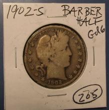 1902-S BARBER HALF DOLLAR GOOD-6