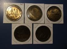 LOT OF FIVE MISC. HISTORY CHANNEL BRONZE MEDALS (5 PIECES)