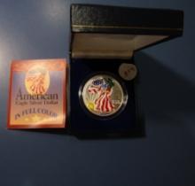 2000 AMERICAN SILVER EAGLE COLORIZED I N BOX GEM BU