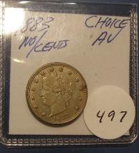 1883 NC LIBERTY NICKEL CH AU-58