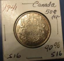 1941 CANADA SILVER HALF DOLLAR CH AU