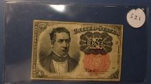 1874 TEN CENT FRACTIONAL NOTE XF