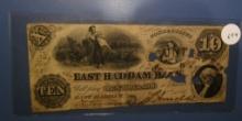 1864 EAST HADDAM BANK OF CONNECTICUT TEN DOLLAR NOTE (SEVERAL HOLES)