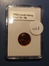 1958 LINCOLN CENT GEM PROOF RED