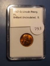 1947-D LINCOLN CENT CH BU