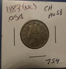 1883 NC LIBERTY NICKEL CH AU-58
