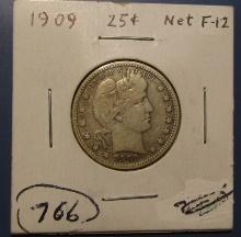 1909 BARBER QUARTER FINE