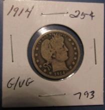 1914 BARBER QUARTER G/VG