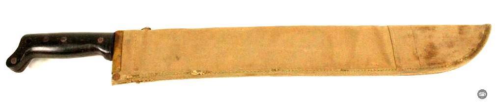 Collins & Co. Model 1939 WW2 Machete - with US Boyt Canvas Scabbard Tan