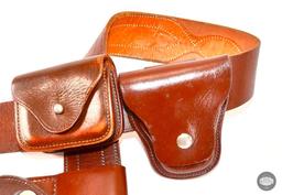 Leather Stelzig Brand Gun Belt Holster and Pouches
