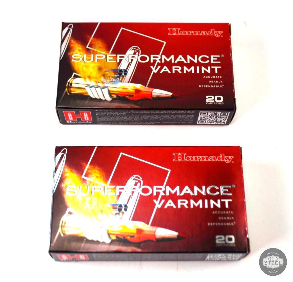 2 Boxes Hornady .22-250 REM V-MAX 50gr - 40 Rounds Total