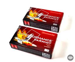 2 Boxes Hornady .22-250 REM V-MAX 50gr - 40 Rounds Total