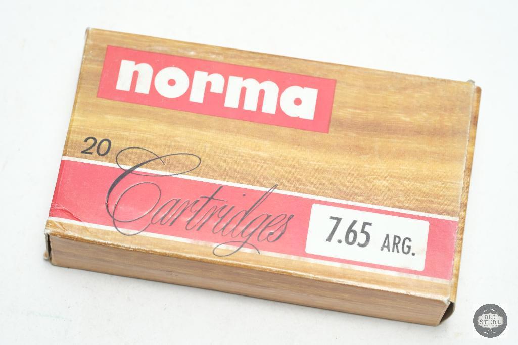 20 Rounds Norma 7.65 Argentine 150gr Soft Point Ammunition