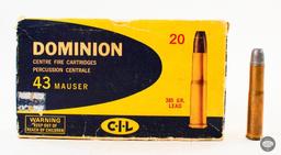 16 Rounds Canadian Industries Limited Dominion 43 Mauser 385gr Lead Ammunition