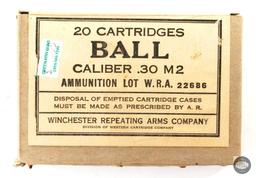 20 Rounds Winchester M2 Ball 30-06 SPRG Ammunition