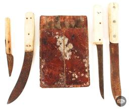 Bison Skinning Rig - Leather Pouch - 4 Blades