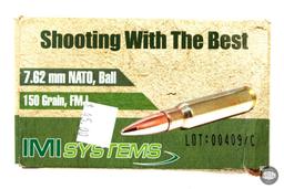 50 Rounds IMI Systems 7.62x51 NATO 150gr FMJ Ammunition