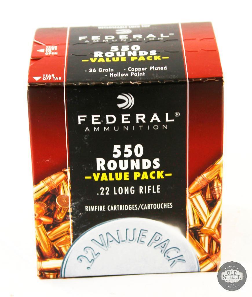 Federal Ammunition 550 rounds Value Pack of .22 LR ammunition.