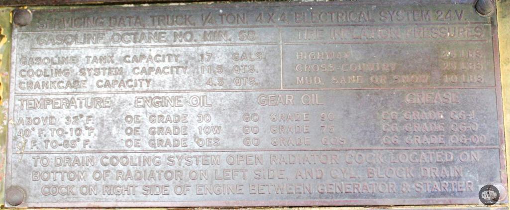 US Army M38A1 Jeep - July 1953 - Bill of Sale