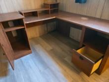 L-Shaped Wooden Work Desk with Cabinet & Drawer (Pickup in Bauxite)