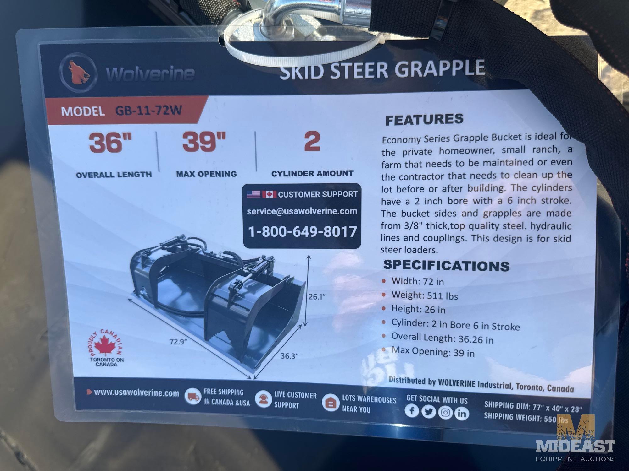 Skid Steer Grapple, New
