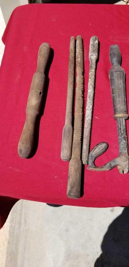 Early tools, monkey weench hand saw and more