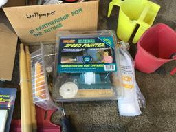 Painting supplies, rollers, edgers, speed painter, buckets, brushes drop cloths and more