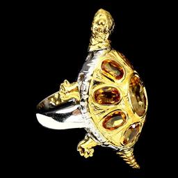 Natural Top Rich Yellow Citrine Turtle Ring