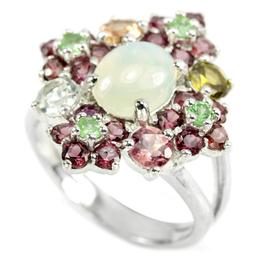 NATURAL OPAL TSAVORITE GARNET & TOURMALINE Ring