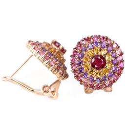 Natural RUBY CITRINE AMETHYST TOURMALINE Earrings