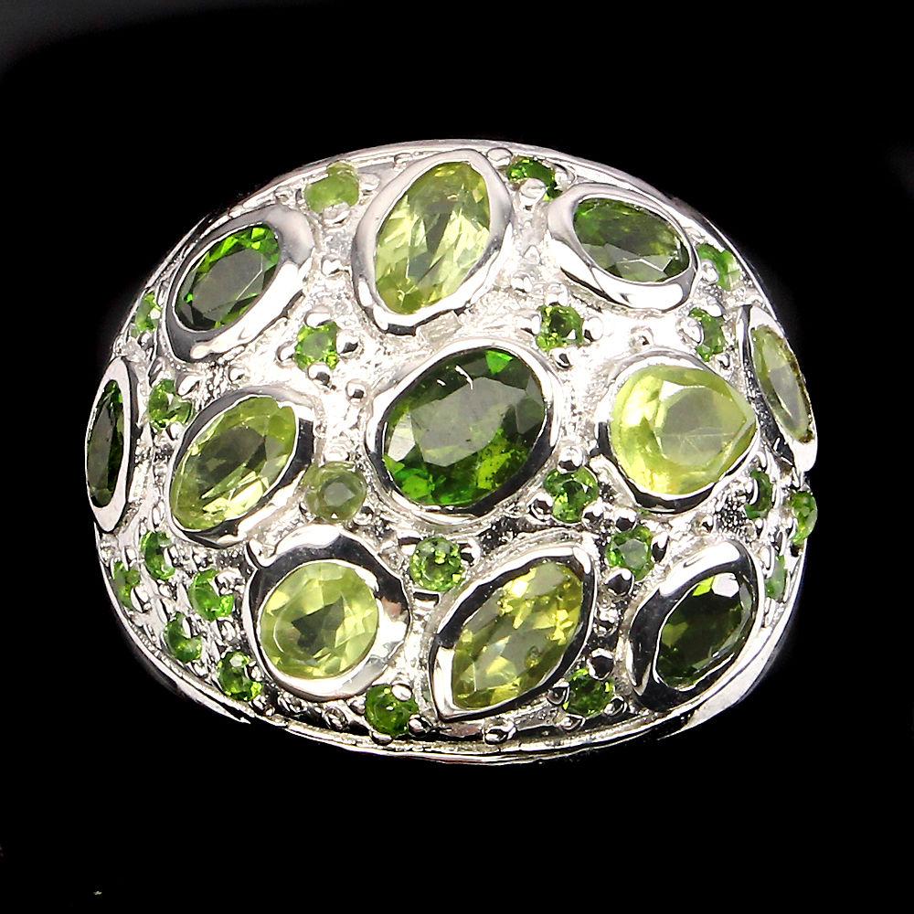 Natural Green Peridot & Chrome Diopside Ring