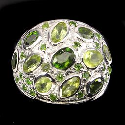 Natural Green Peridot & Chrome Diopside Ring
