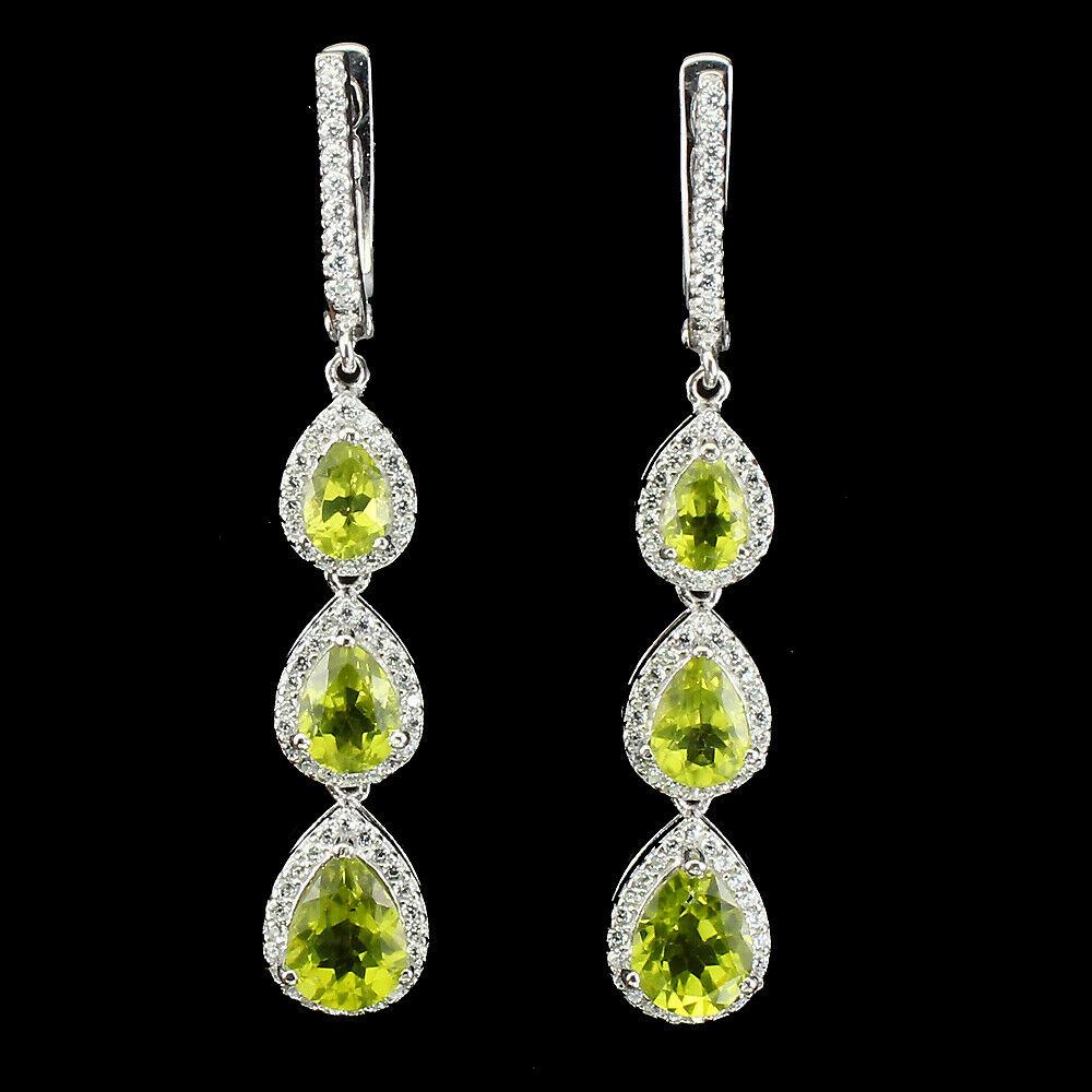 Natural Untreated Pear Green Peridot Earrings