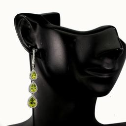 Natural Untreated Pear Green Peridot Earrings