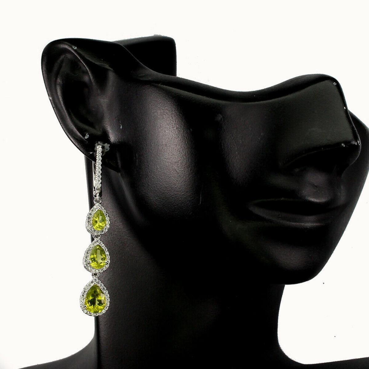 Natural Untreated Pear Green Peridot Earrings