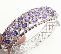Natural  Intense Purple Amethyst Garnet Bangle