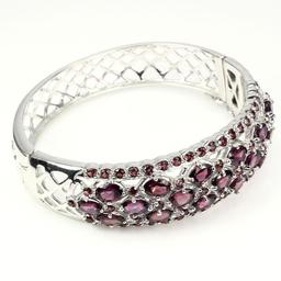 Natural Raspberry Pink Rhodolite  Garnet Bangle