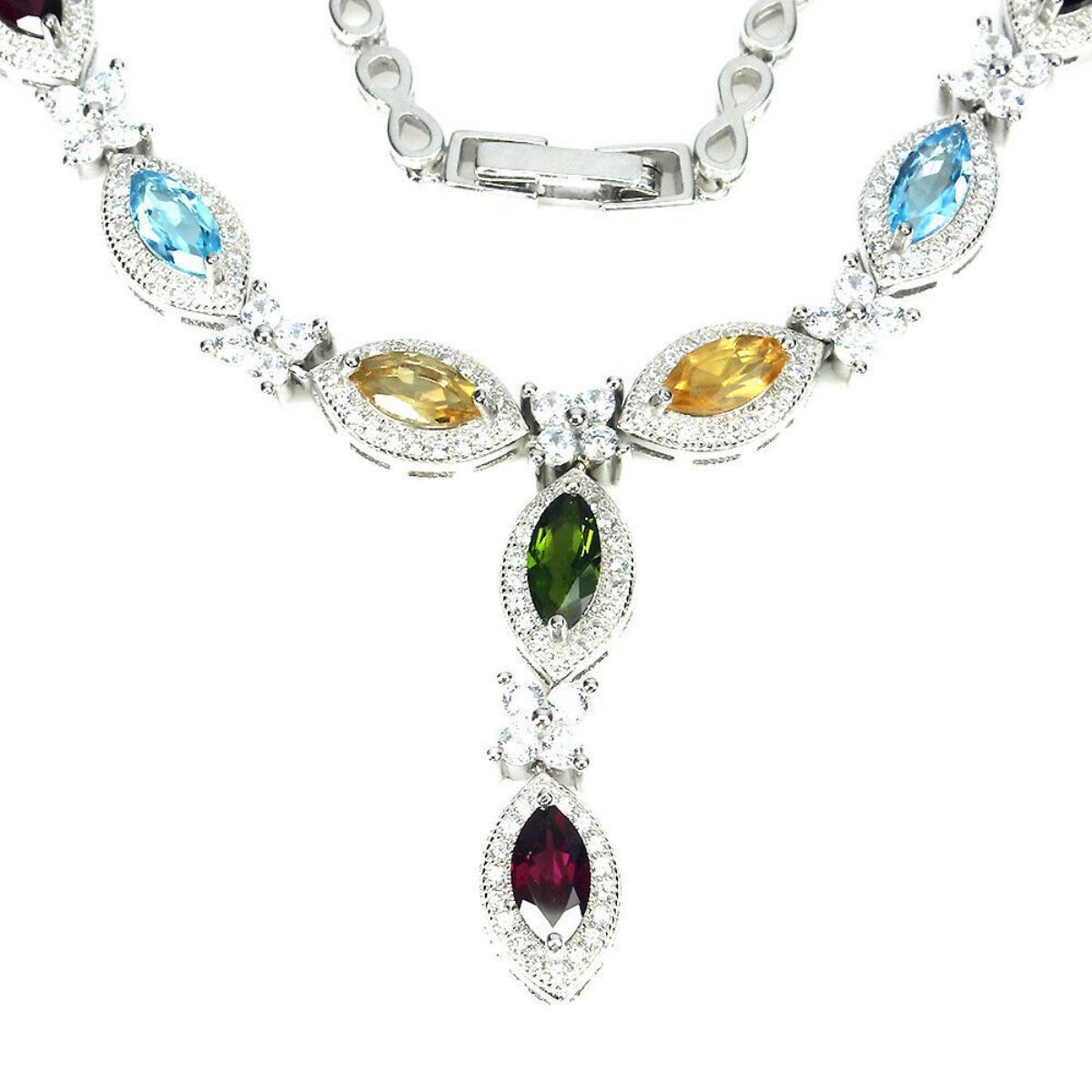 Natural  Rhodolite Garnet Amethyst Citrine Necklace