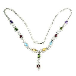 Natural  Rhodolite Garnet Amethyst Citrine Necklace