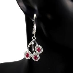 Natural Pigeon Blood Red Ruby Earrings