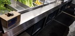 ARNEG 8' curved glass top w/front open cooler and back storage cooler